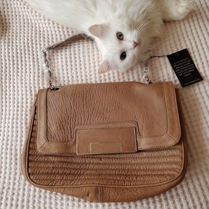 Treesje brown quilted leather chain purse bag new